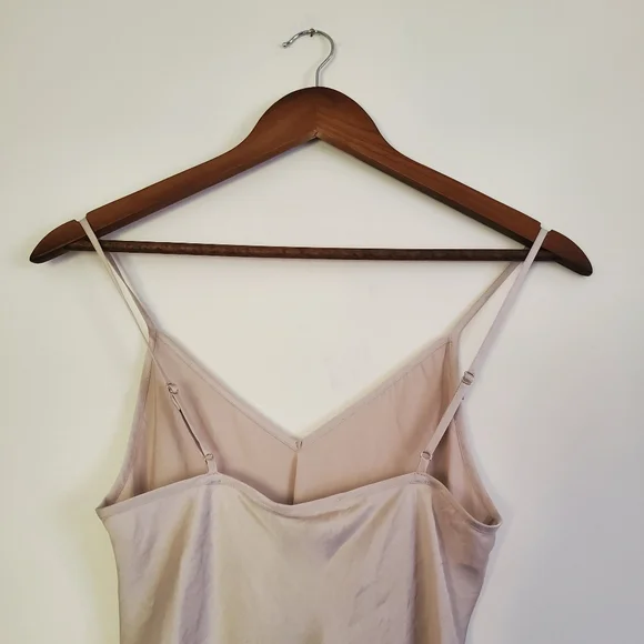 BNWT WILFRED FREE | Beige Midi V-Neck Spaghetti Strap Slip Dress (Size XXS) - Picture 5 of 10